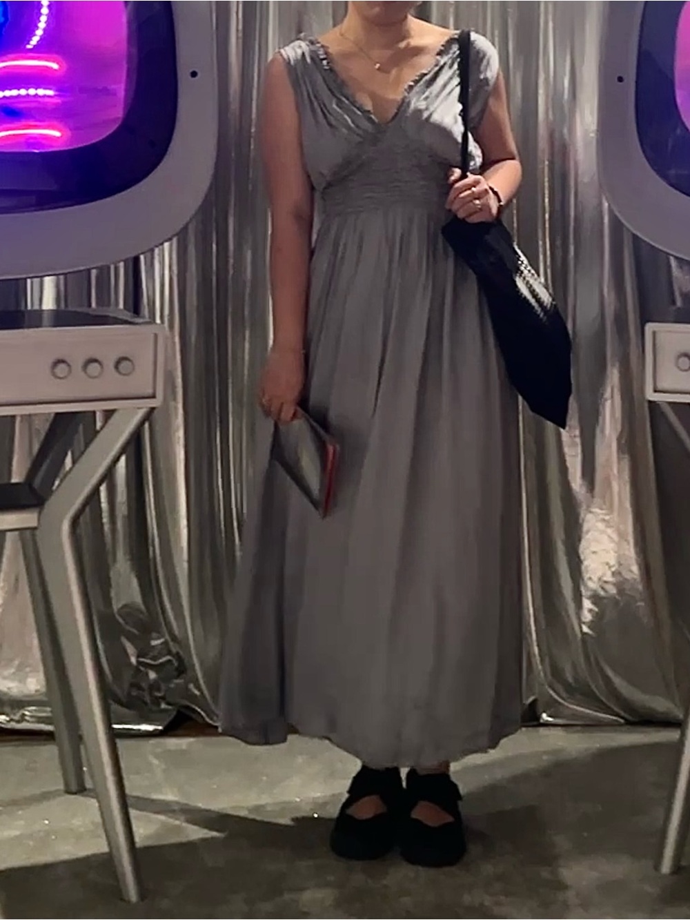 Zara Gray Sleeveless Midi Dress